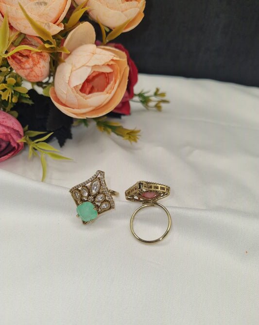 Majestic Heritage Square Kundan Ring