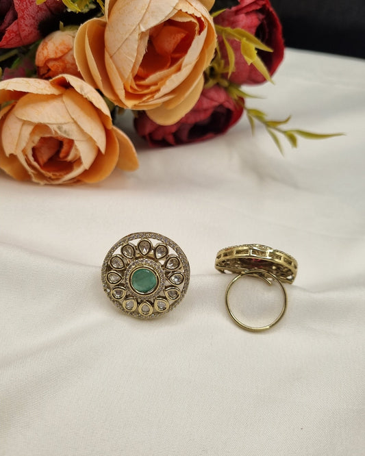 Floral Medallion Kundan Ring