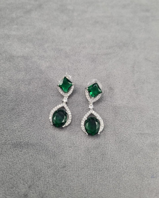Oval Drop Earrings Silver Tone