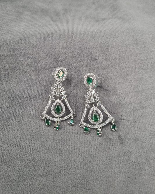 Silver Tone Art Deco Statement Dangles