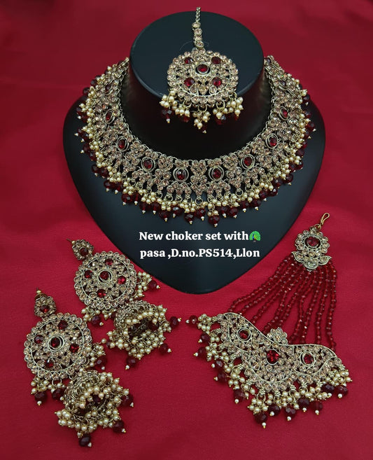 Grand White Stone Bridal Choker Set