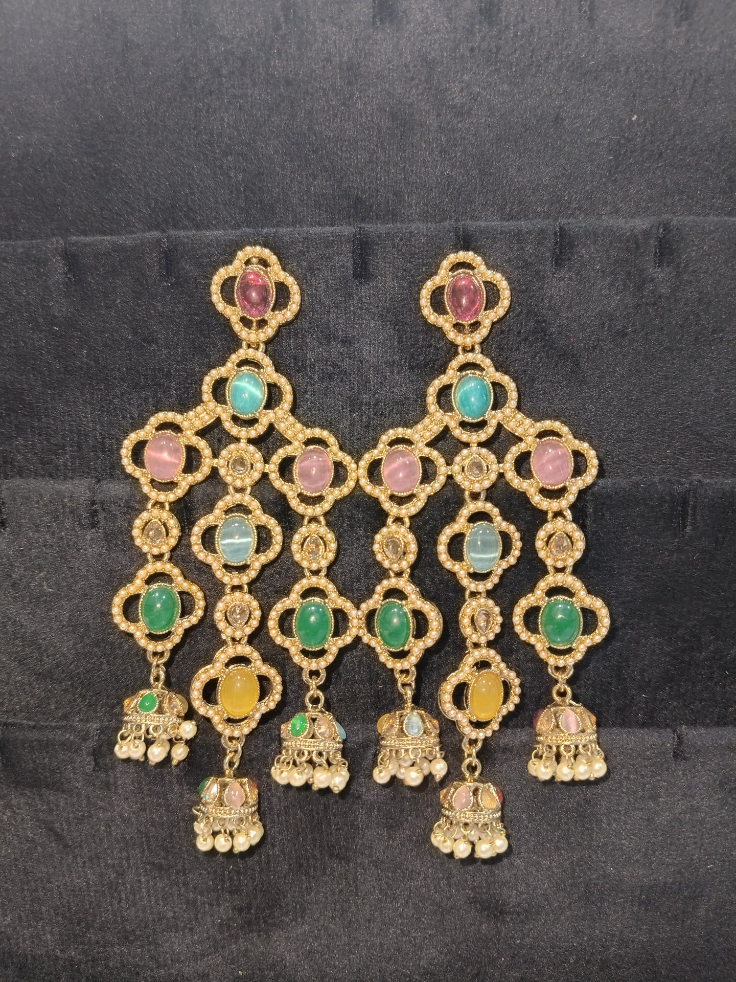 Multy Stone Long Earring
