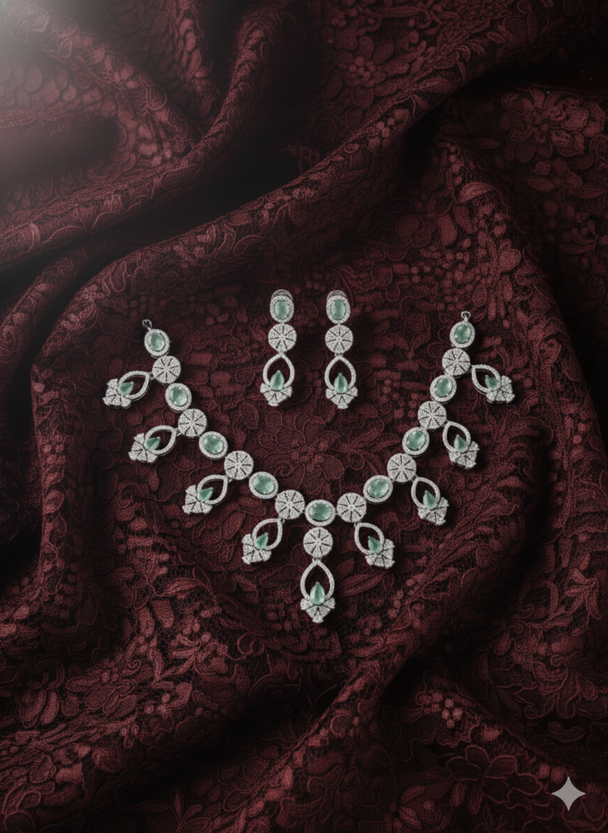 American Diamond Jewellery Set With Necklace and Earring Set