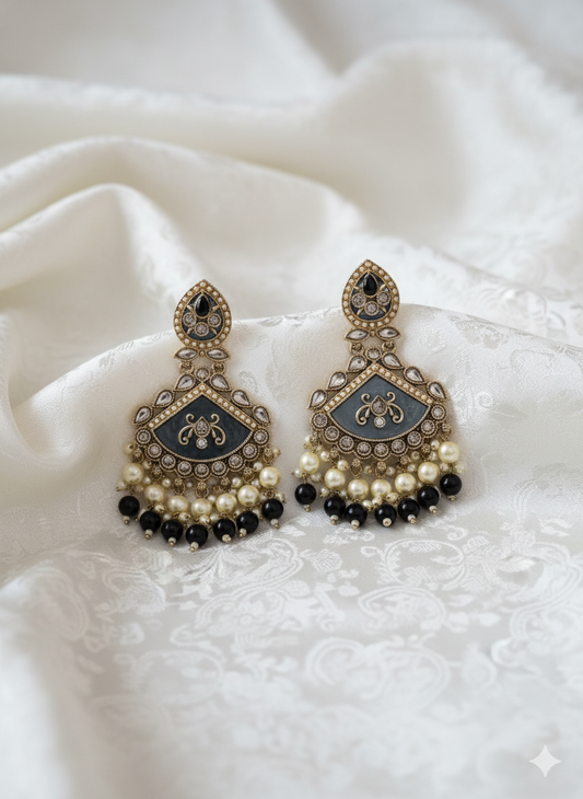 Ruby Red Meenakari Chandelier Drop Earrings