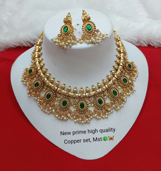 South Indian Multi-Stone with Pearls Necklace Set