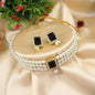 Pearl Choker with Black Emerald-Cut Centerpiece