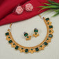 Ethnic Matte Gold Green Stone Choker Set