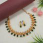 Gold Mesh Work Temple Necklace with Ruby Accents