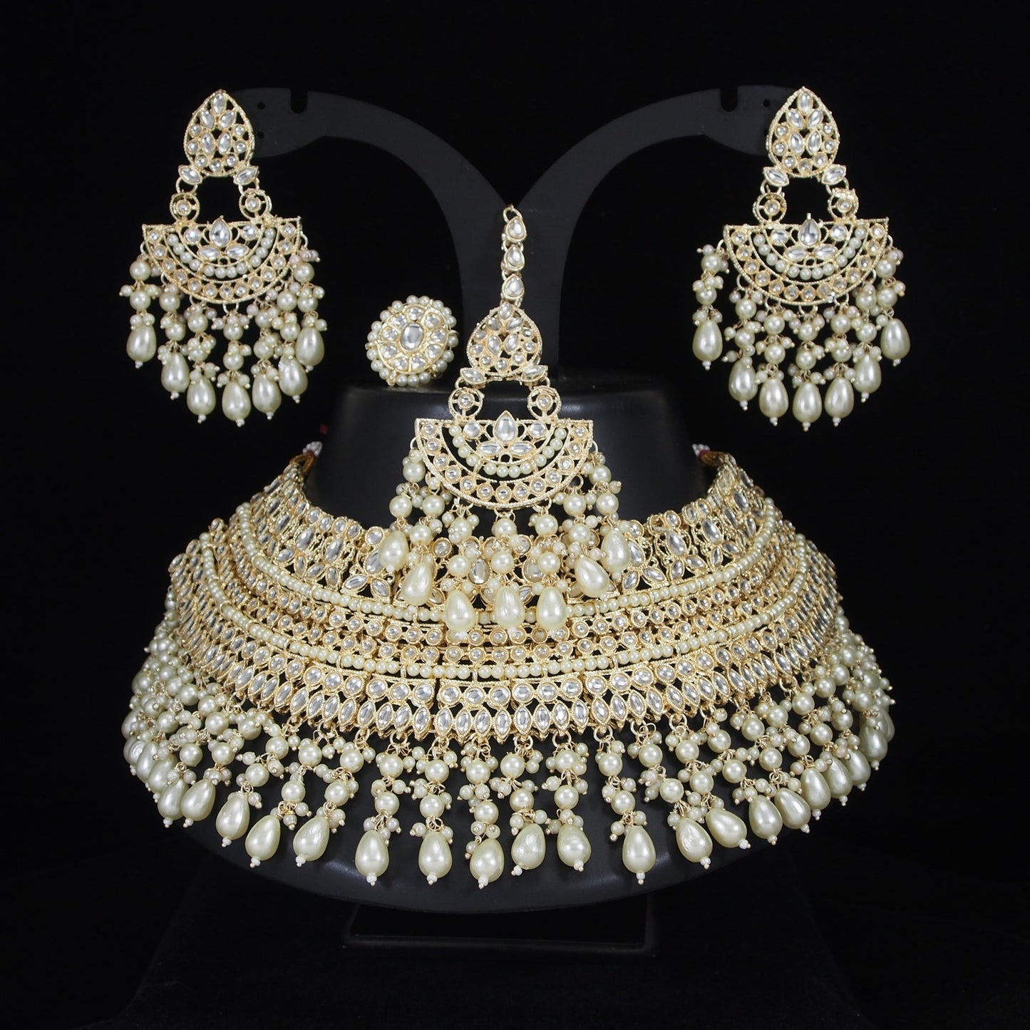 Emerald Green Pearl Bridal Jewellery Set