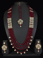 Maroon Crystal Bead Long Necklace Multi-Strand Set