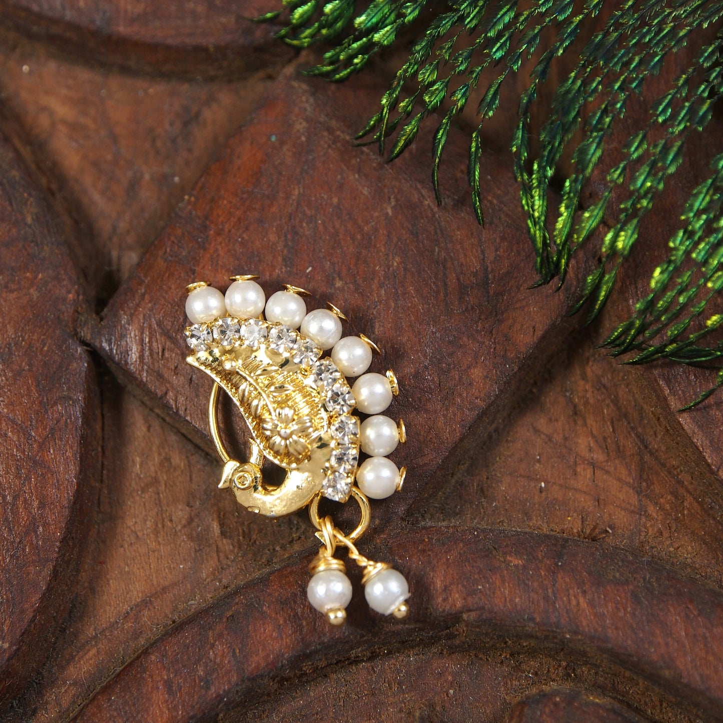 Pearl Nath - Festive Multi-Stone Clip-On Nose Ring for Weddings