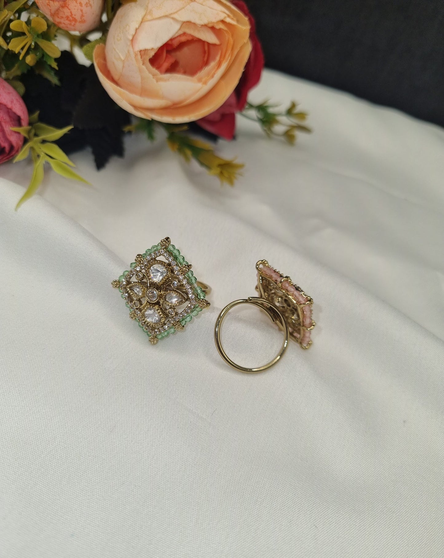 Royal Square Kundan Cocktail Ring