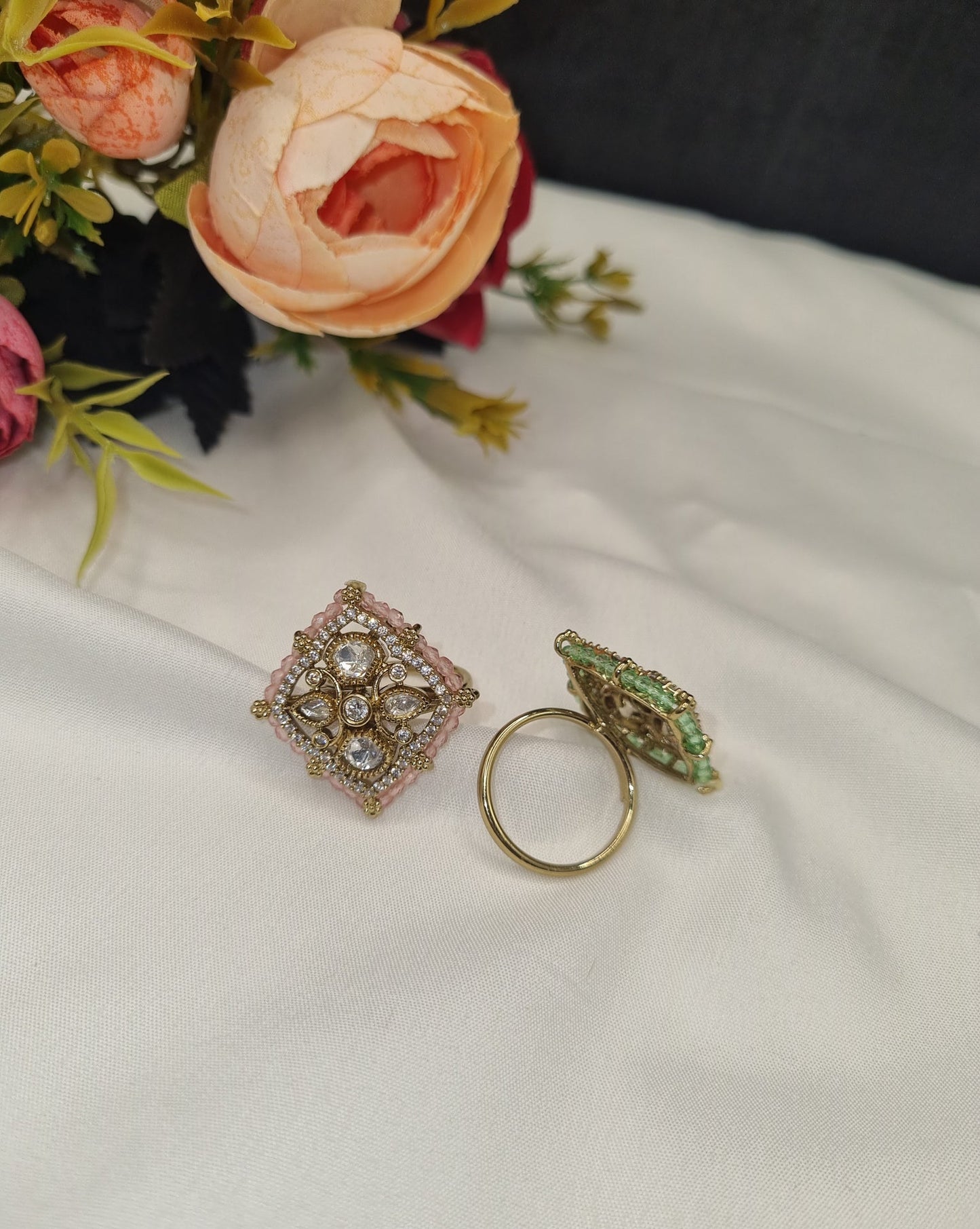 Royal Square Kundan Cocktail Ring