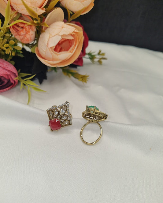 Majestic Heritage Square Kundan Ring