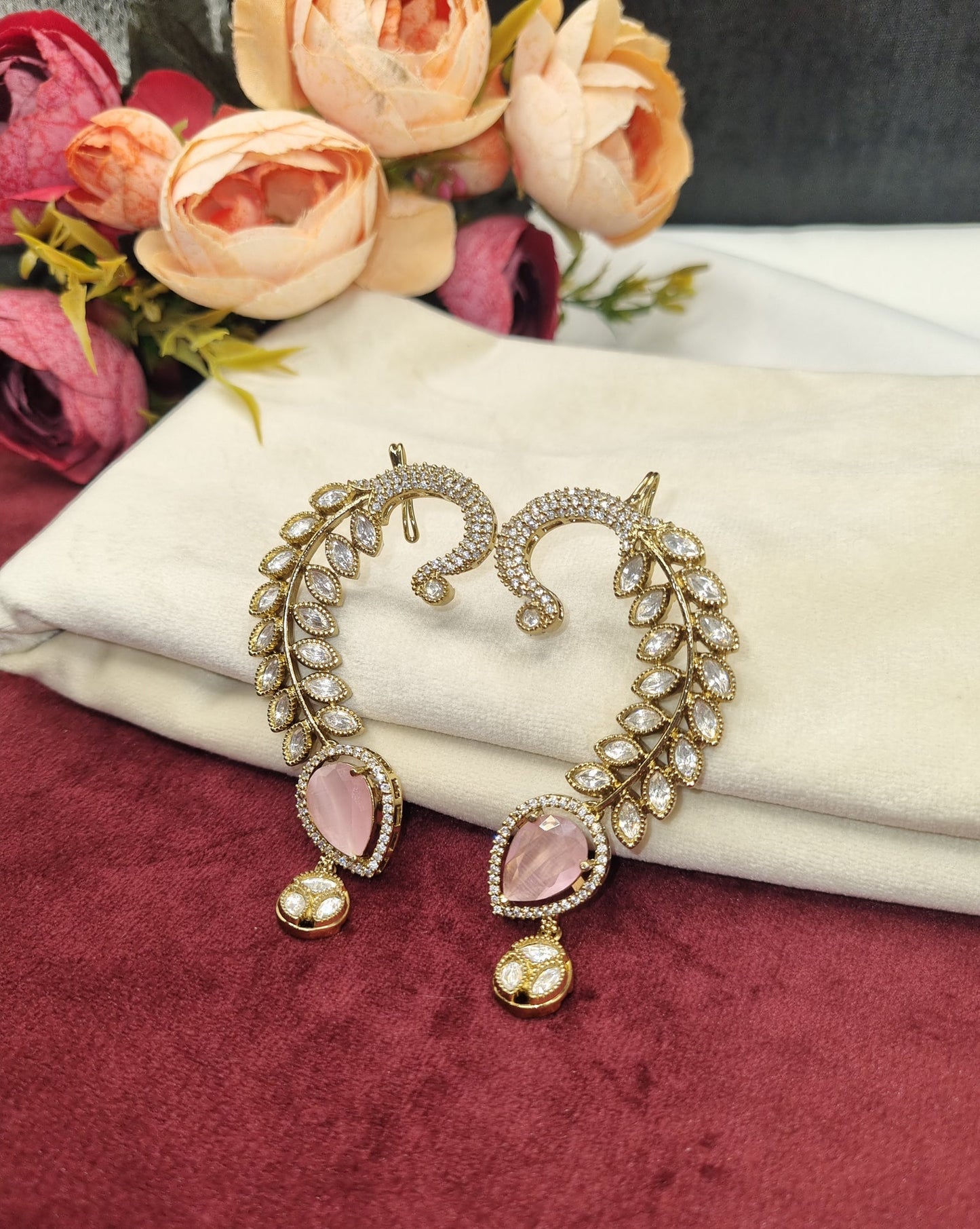 Heritage Peacock Vine Ear Cuffs