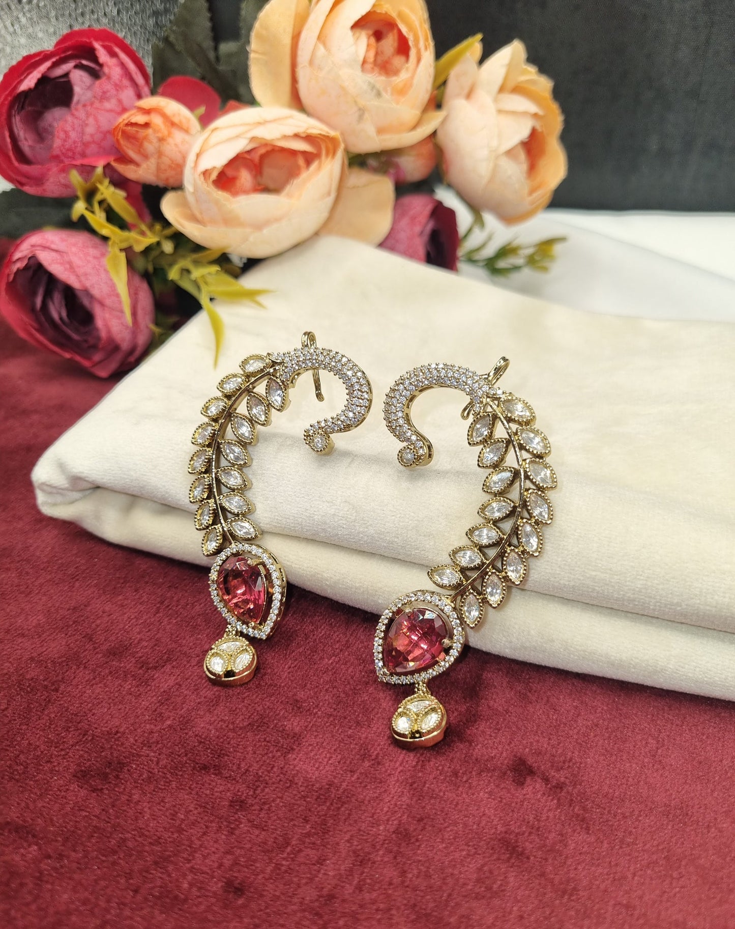 Heritage Peacock Vine Ear Cuffs