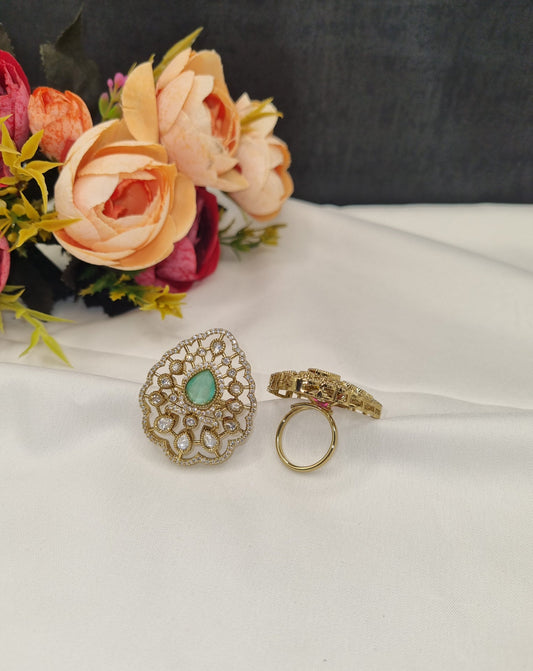 Royal Teardrop Kundan Cocktail Ring