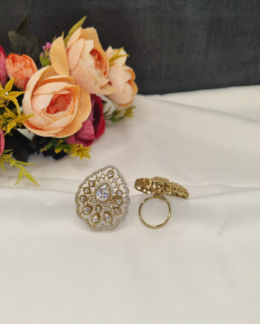 Royal Teardrop Kundan Cocktail Ring
