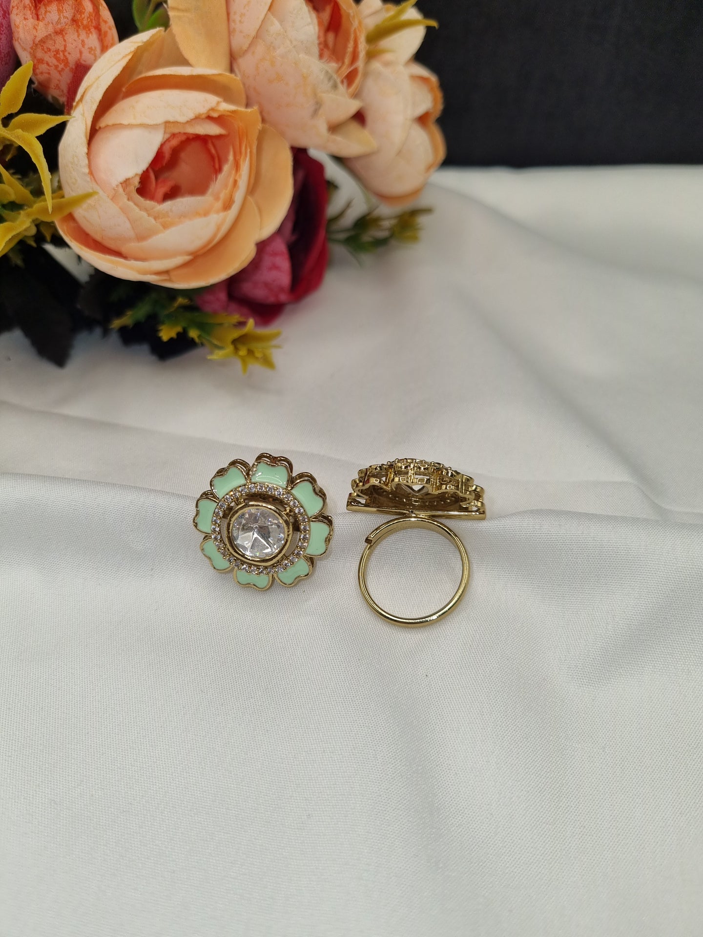 Royal Floral Kundan Ring