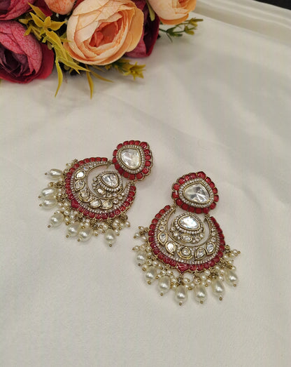 Classic Ruby Red Kundan Choker and Chandbali Earring Set