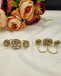 Floral Three-Finger Kundan Ring
