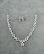 Rhodium-Plated Pear-Drop & Floral Necklace Set