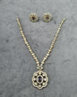 Vintage Floral Amethyst-Toned Pendant Set in Gold Finish with Studs