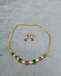 Ruby Red AD Square Stone Necklace  Earrings