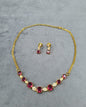 Ruby Red AD Square Stone Necklace  Earrings