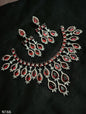 Ruby Pink & American Diamond Cascading Necklace Set
