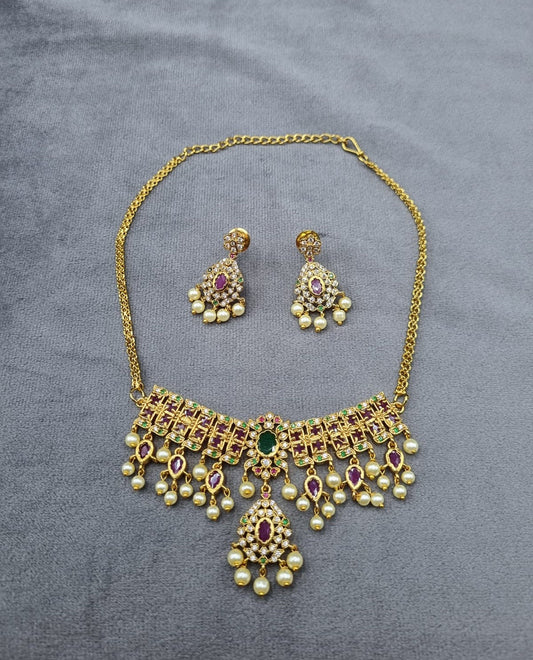 Ethnic Multi-Stone Statement Choker Set
