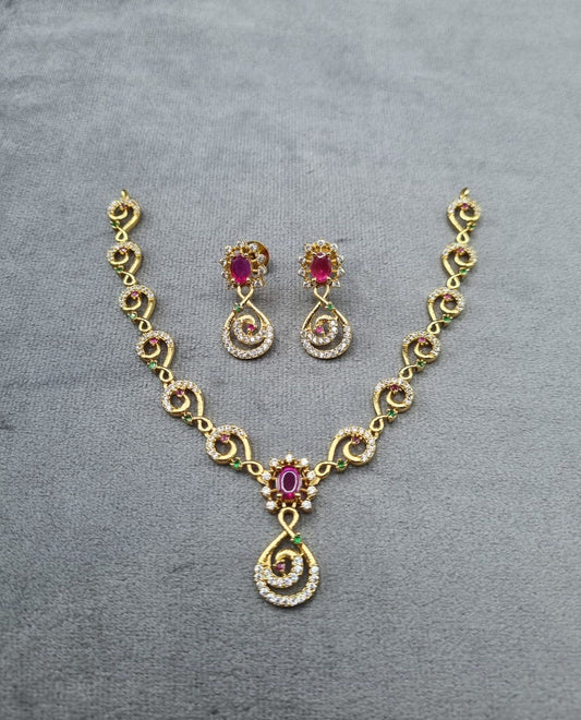 Vibrant Multi-Stone AD Necklace Set
