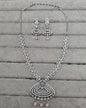 Silver-Tone Heart Link Necklace with Green Accents