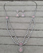 Double-Layered Blue Sapphire AD Necklace Set