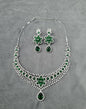 Floral Rani Pink Teardrop AD Necklace Set