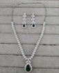 Luxurious Blush Pink Silver AD Jewellery Set