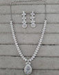 Luxurious Blush Pink Silver AD Jewellery Set