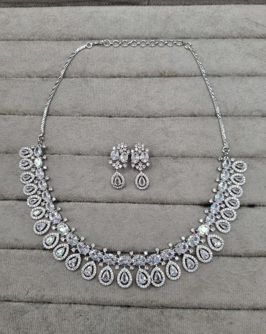 Elegant Rani Pink & AD Collar Necklace Set