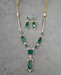 Elegant Long Emerald Necklace With Drop Earrings