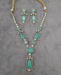 Elegant Long Emerald Necklace With Drop Earrings