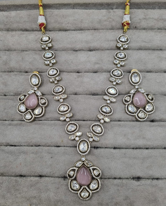 Heritage AD Blush Pink Long Necklace Set