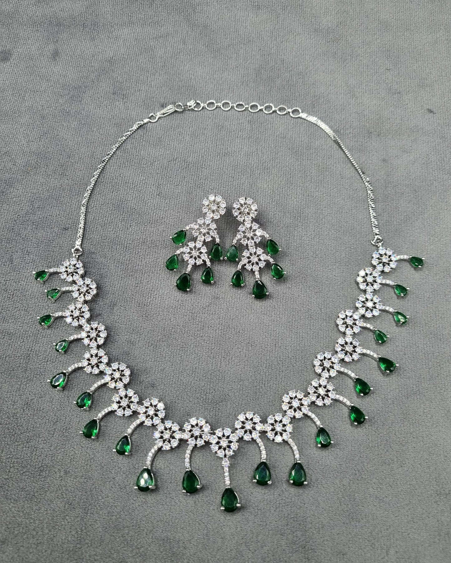 The Sapphire Radiance AD Necklace & Earring Set