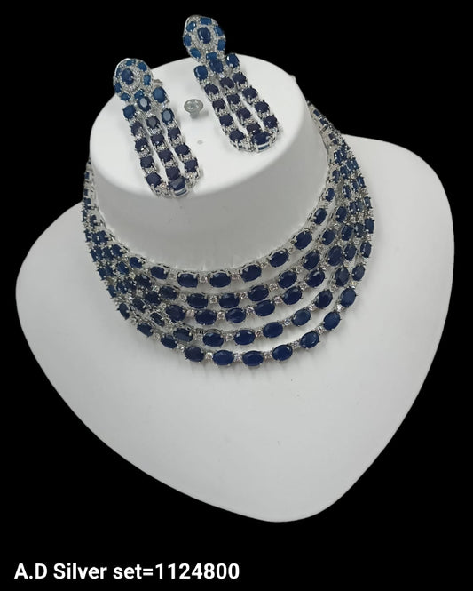 Royal Blue Multi-Strand "Lada" Necklace Set