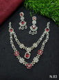 Rani Pink Double Layered AD Necklace Set