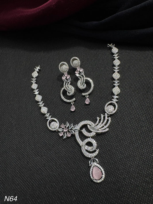 Pastel Pink "Swan-Curve" AD Jewelry Set