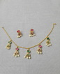 Multi-Color Ruby & Emerald AD Charm Necklace with Pearl Drops