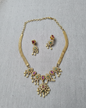 American Diamond Gold Plated Jewellery With Drops Necklace & Earrings For Woman