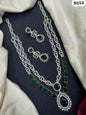 Baby Pink American Diamond Long Layered Necklace Set