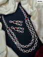 Emerald Green American Diamond Long Layered Necklace Set