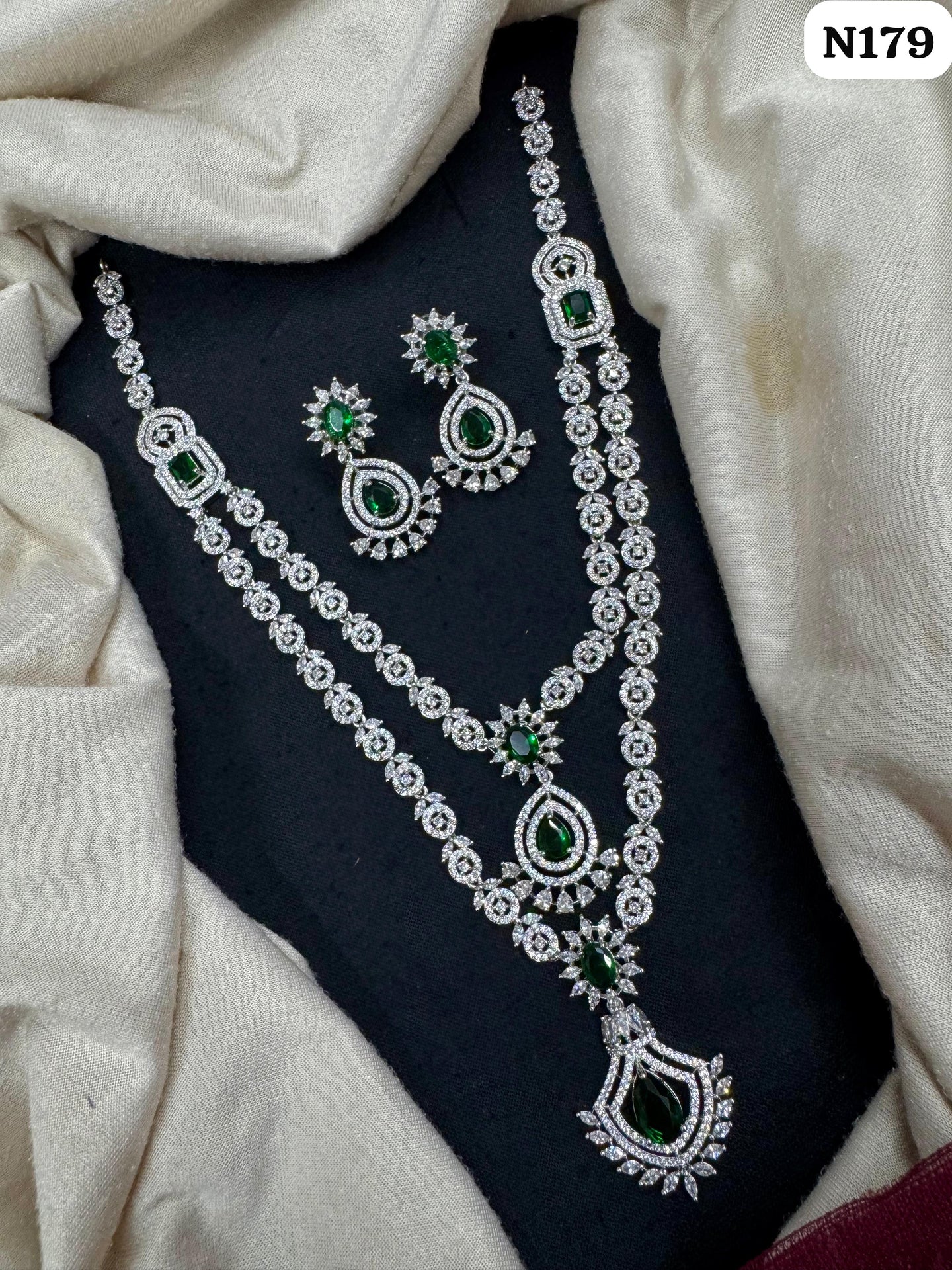 Royal Ruby Long Layered AD Necklace Set
